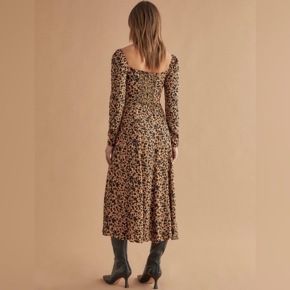 Reformation Sigmund Dress Midi Blitz Leopard Animal Print Size 4 - Picture 10 of 15